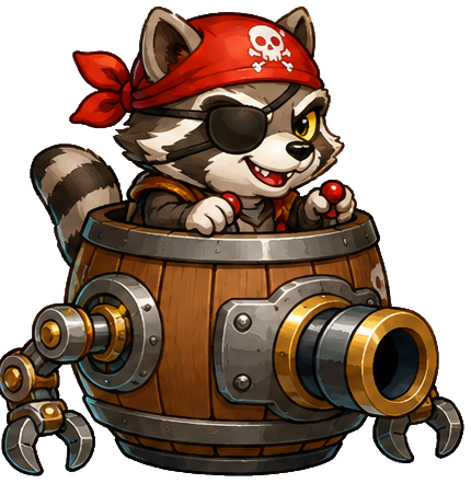 Rascal, a pirate raccoon
